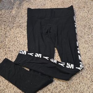 Victoria's Secret Black Leggings with White Side Logo